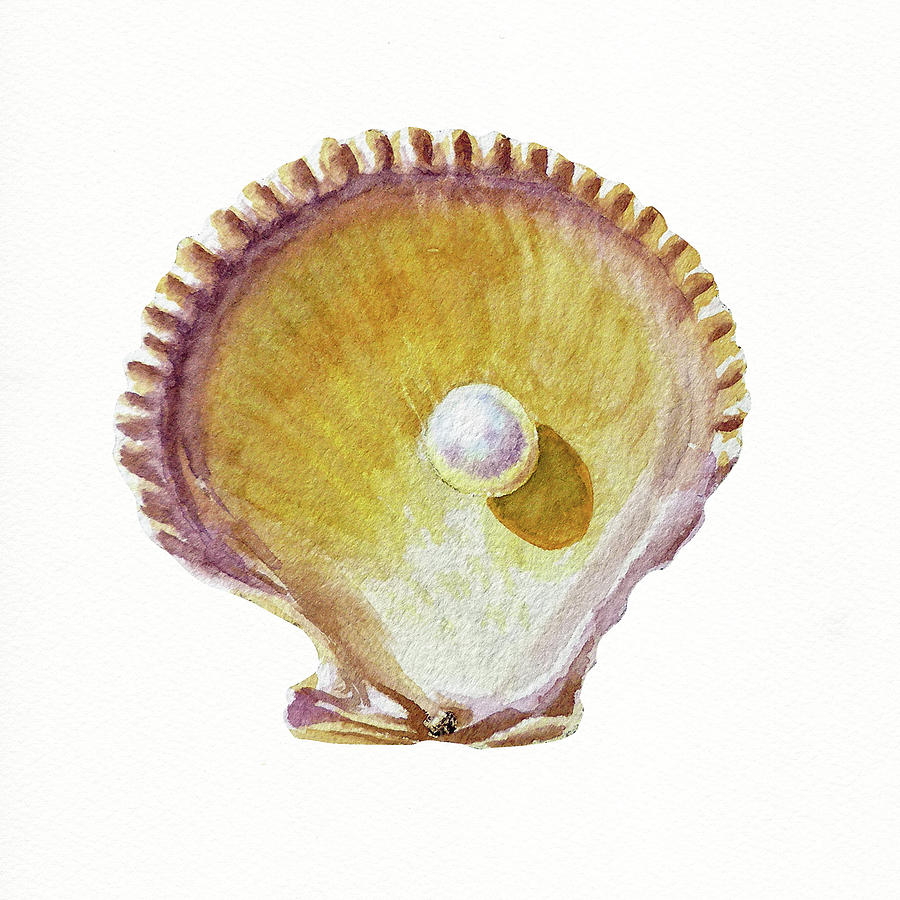 Shell Painting - Seashell Art Beach Treasure Sea Shell VI by Irina Sztukowski