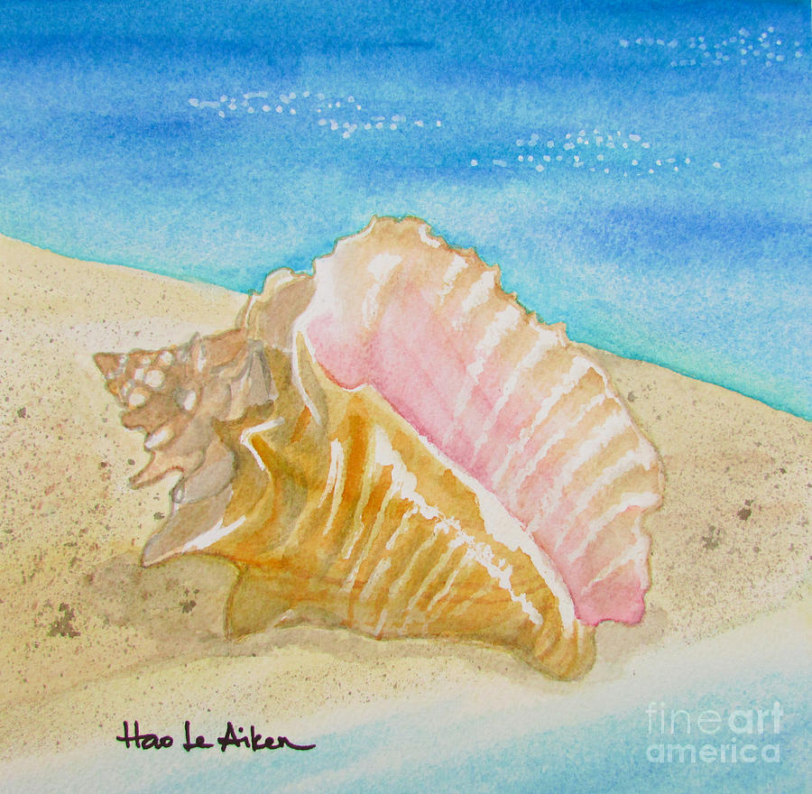 Seashell On The Seashore #1 - Watercolor Painting by Hao Aiken