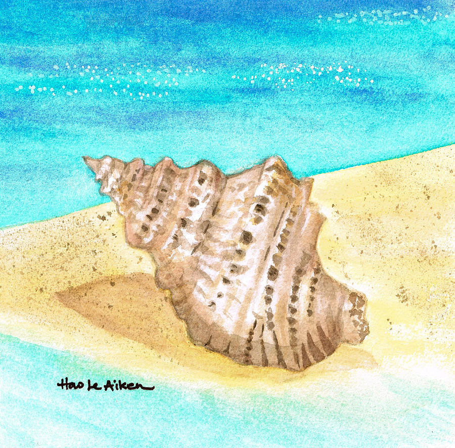Seashell On The Seashore #2 - Watercolor Painting by Hao Aiken