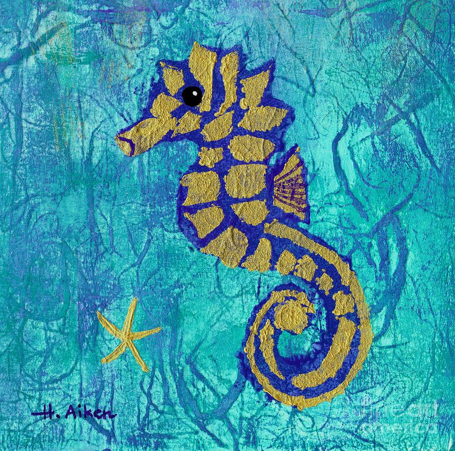 Seashell On The Seashore #4 - Seahorse Painting by Hao Aiken