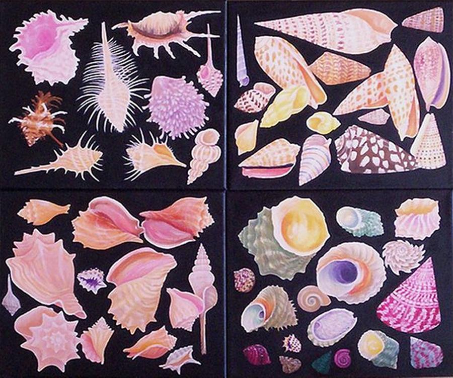Seashells Painting - Seashell Quartet by Janet Summers-Tembeli