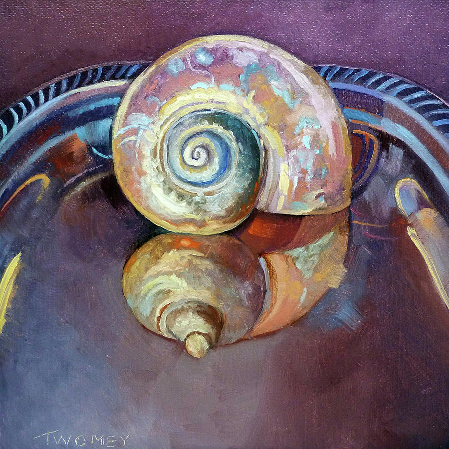Seashell Served Up On A Silver Platter Painting