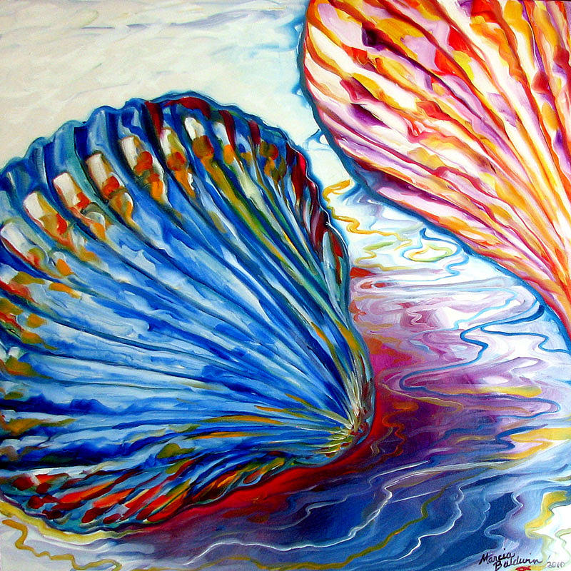 Shell Painting - Seashells Abstract 24 by Marcia Baldwin