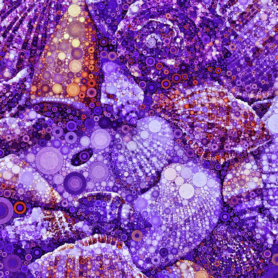 Seashells Abstract in Violet Digital Art by Dana Roper