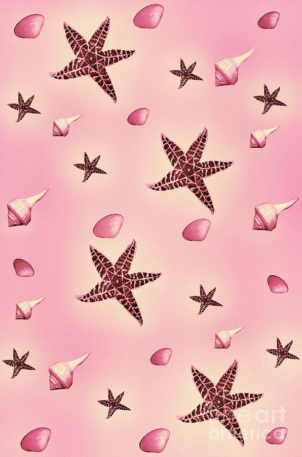 Seashells And Starfish Pink Digital Art by Rachel Hannah