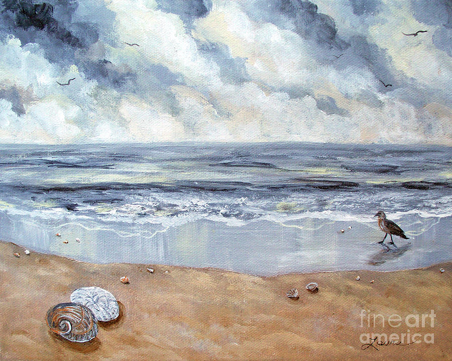 Seashells in the Gray Dawn Painting by Laura Iverson