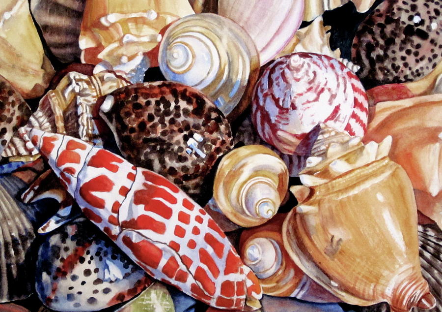 Shell Painting - Seashells in watercolor by Lillian  Bell