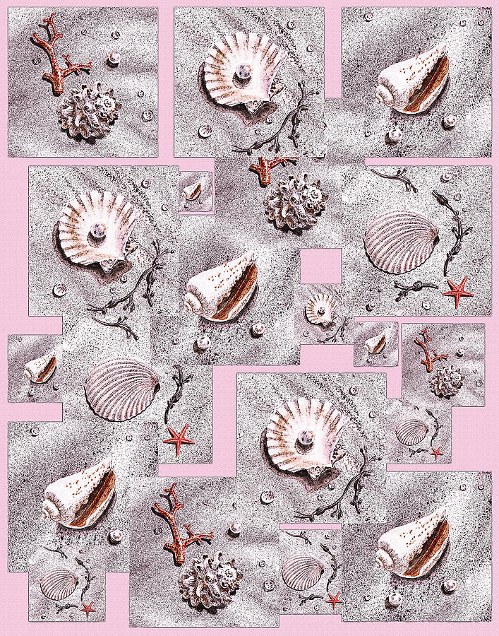 Seashells On Baby Pink Painting by Irina Sztukowski