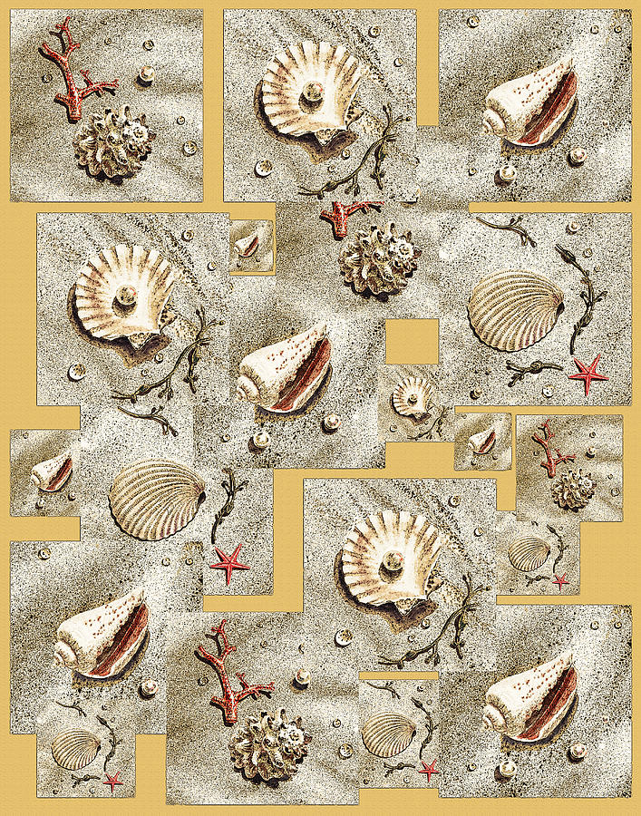 Seashells On Beige Painting by Irina Sztukowski