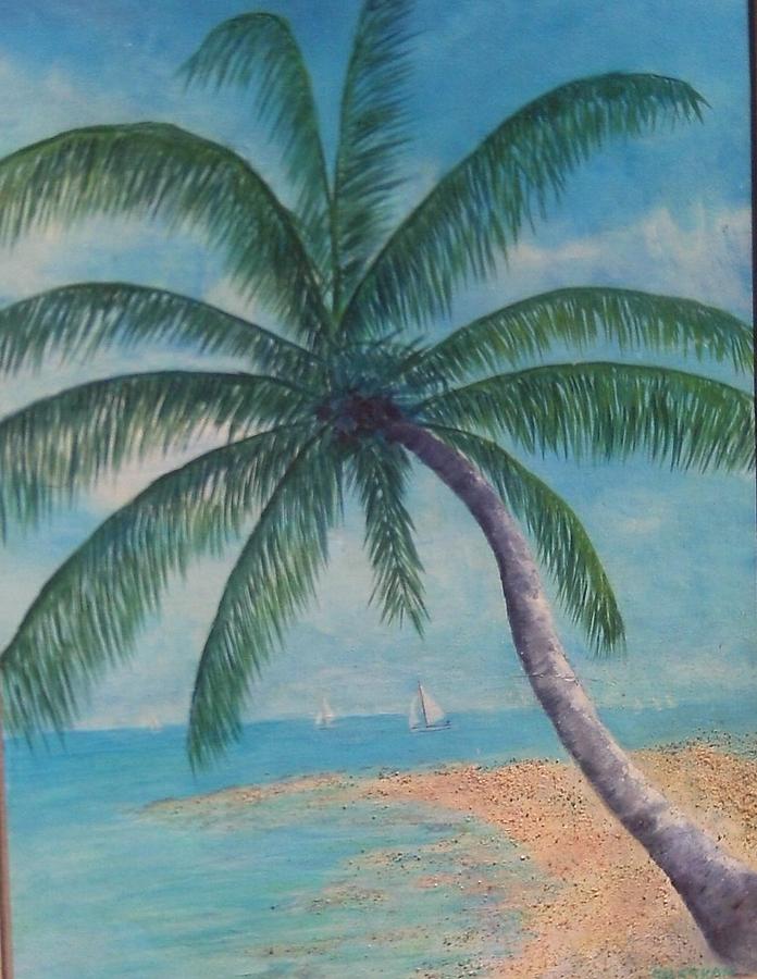 Seashore Ocean Palm Painting by Paul O Shaskan - Fine Art America