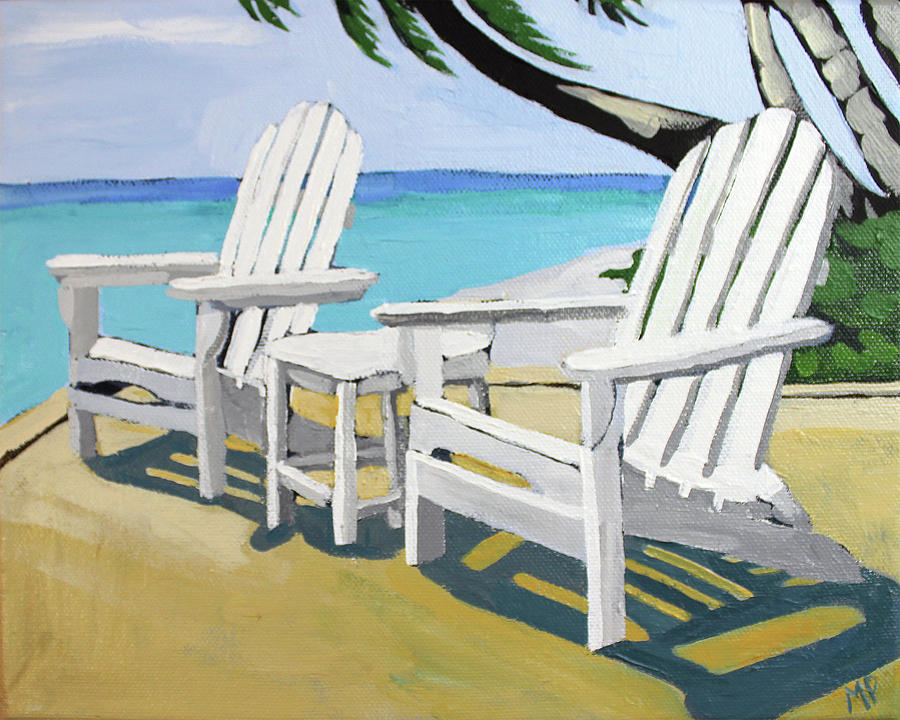 Seaside Chairs Painting by Melinda Patrick