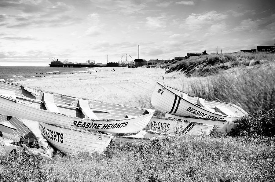Seaside Heights Life Boats BW Photograph by Jessica Cirz
