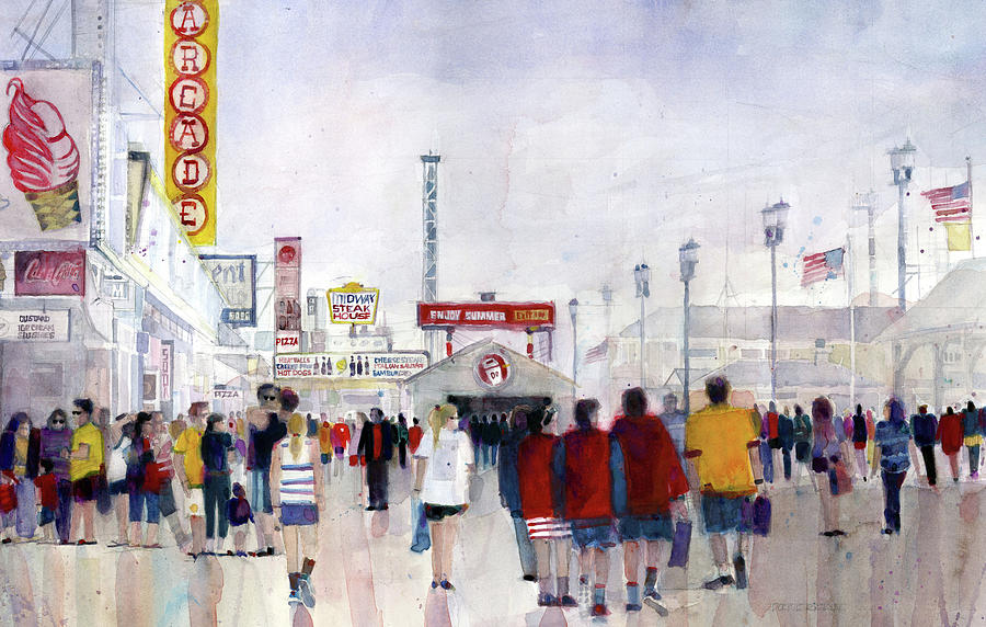 Summer Painting - Seaside Heights - Midway by Dorrie Rifkin