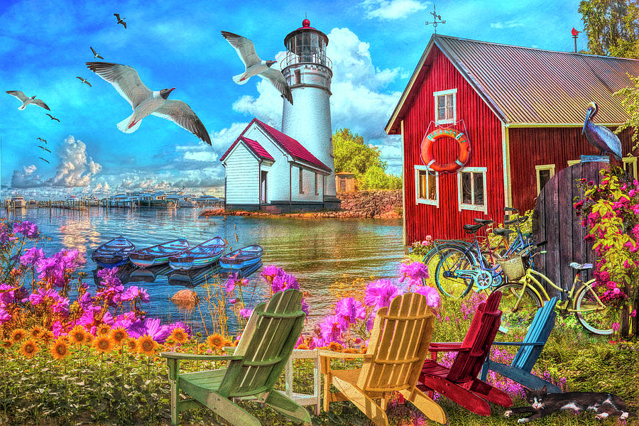 Seaside Invitation at the Harbor Painting Photograph by Debra and Dave Vanderlaan