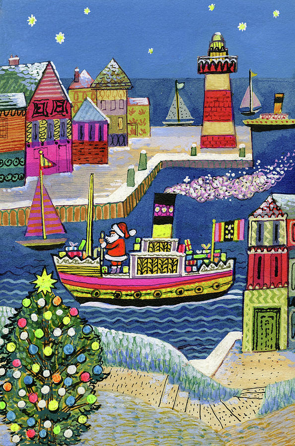 Christmas Painting - Seaside Santa by Stanley Cooke
