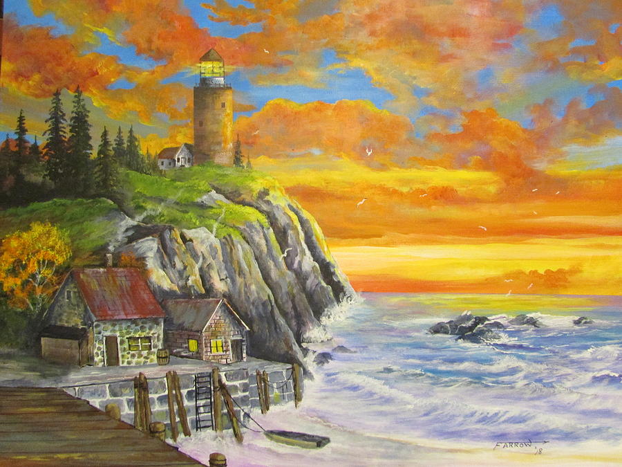 Seaside Sunset Painting by Dave Farrow