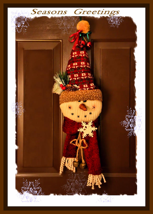 Seasons Greetings Door Snowman Photograph by Sandra Huston