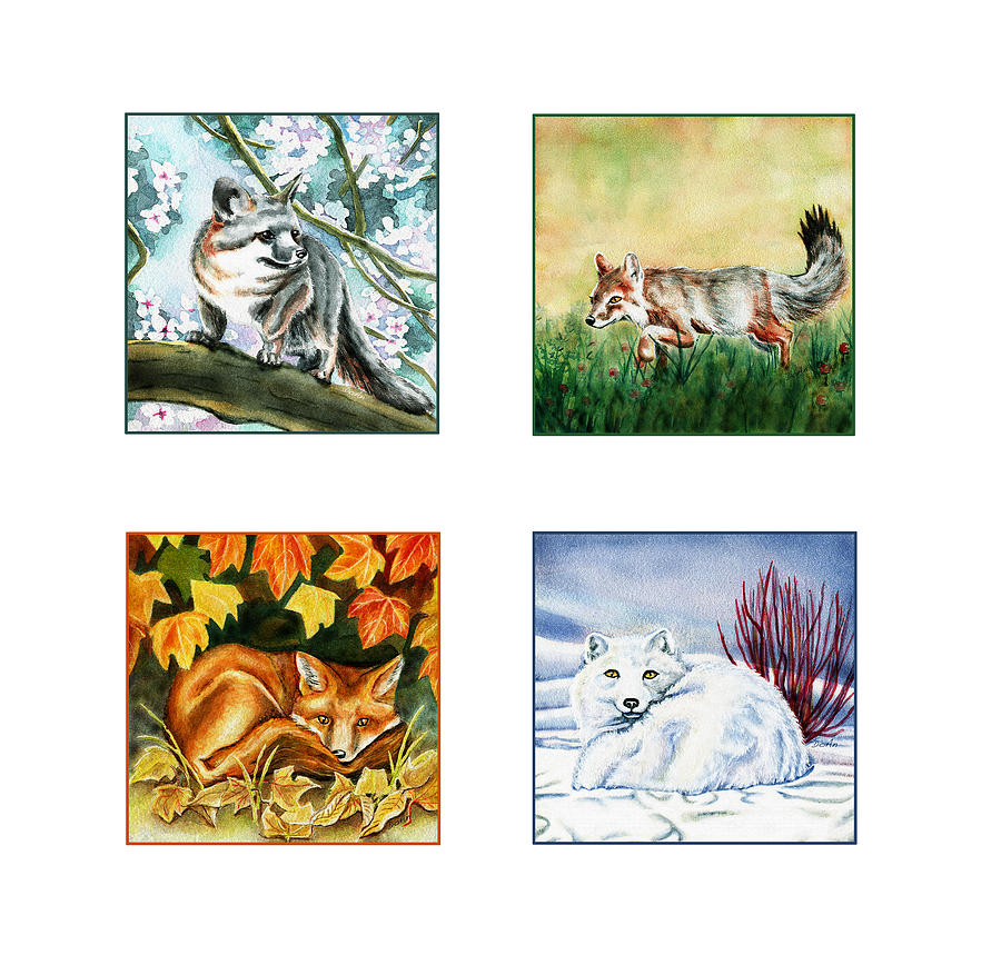 Seasons of Fox Painting by Antony Galbraith