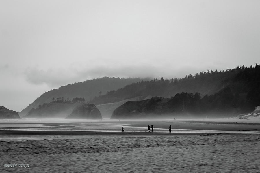 Seastacks and Beachgoers, Oregon Coast Photograph by Aashish Vaidya