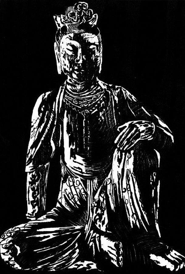 Seated Buddha Drawing by Ashley Kujan