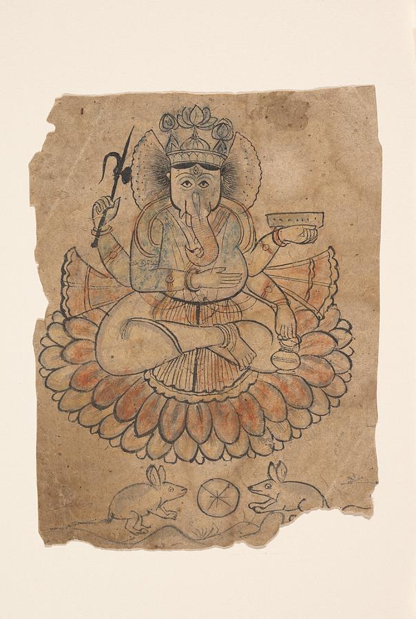 Seated Four-Armed Ganesha Painting by Ca 1775