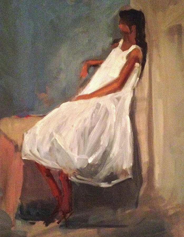 Seated Girl Painting by Donna Thomas