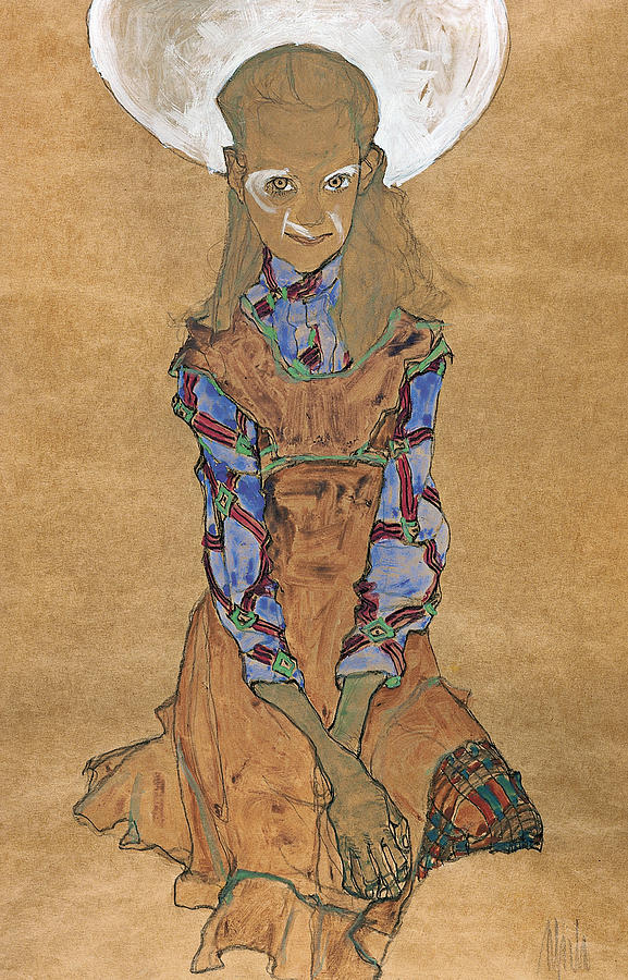 Seated Girl  Painting by Egon Schiele