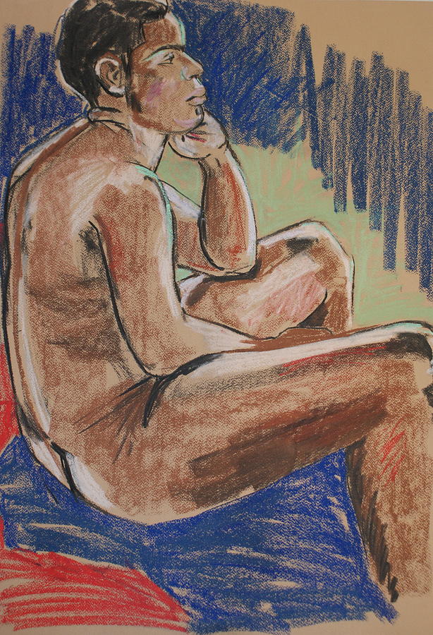 Nude Painting - Seated Male by Joanne Claxton