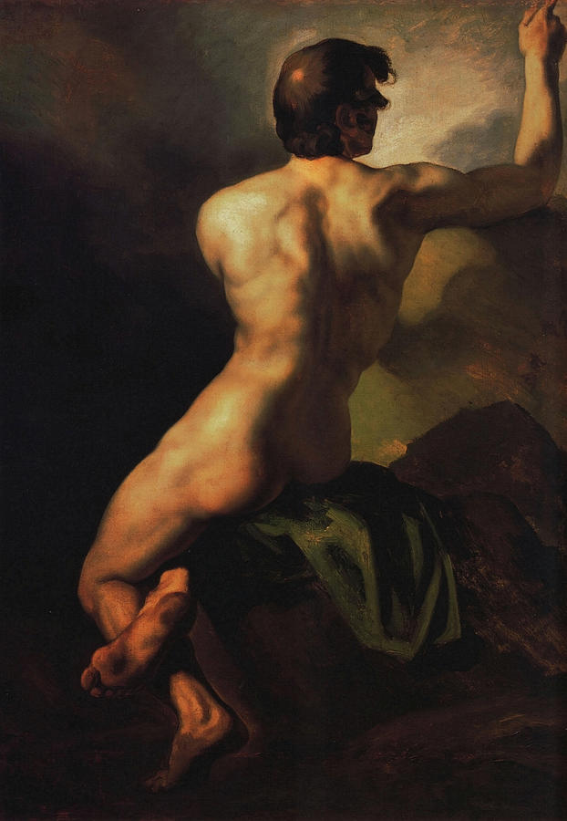 Seated Male Nude  Painting by Theodore Gericault