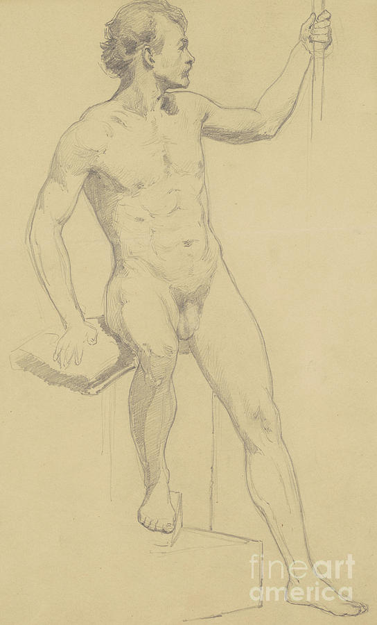 Nude Drawing - Seated Male Nude by Walter Shirlaw