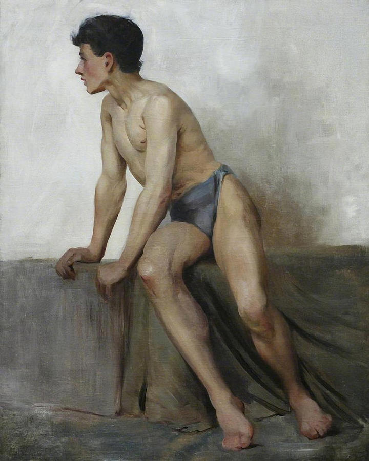 Seated Male Study Painting by Henry Scott Tuke