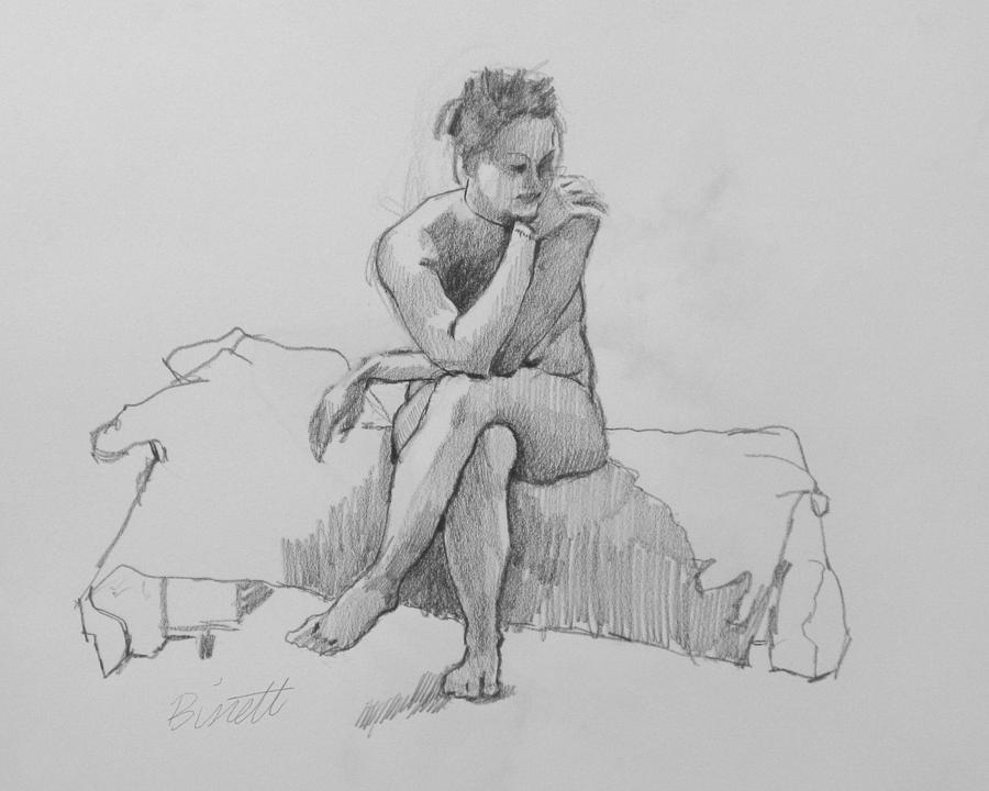 Seated Nude 2 Drawing by Robert Bissett