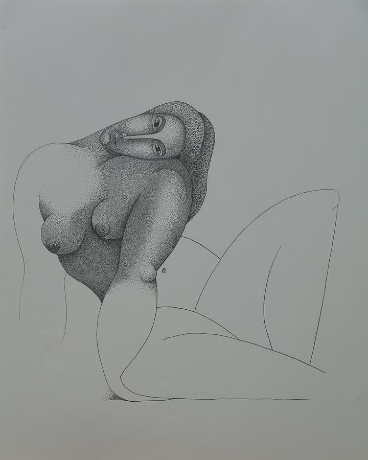 Sacha Circulism Drawing - Seated Nude 2008 by S A C H A - Circulism Technique Sacha Circulism Drawing - Seated Nude 2008 by S A C H A - Circulism Technique