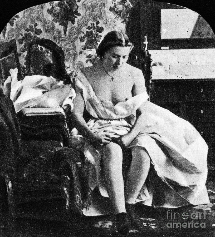 SEATED NUDE, c1861 Photograph by Granger