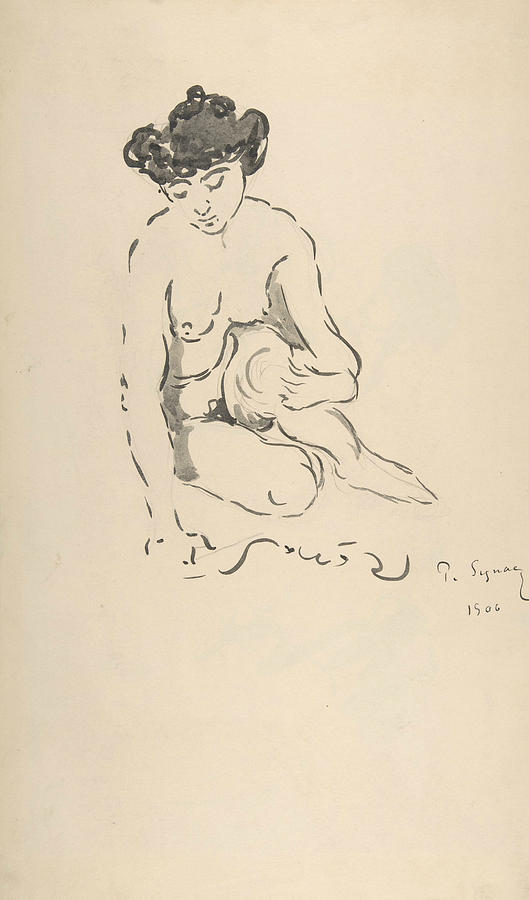 Seated Nude Woman Drawing by Paul Signac