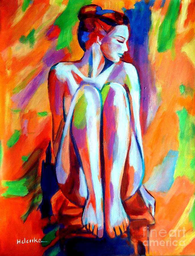 Fantasy Painting - Seated thoughtful woman by Helena Wierzbicki