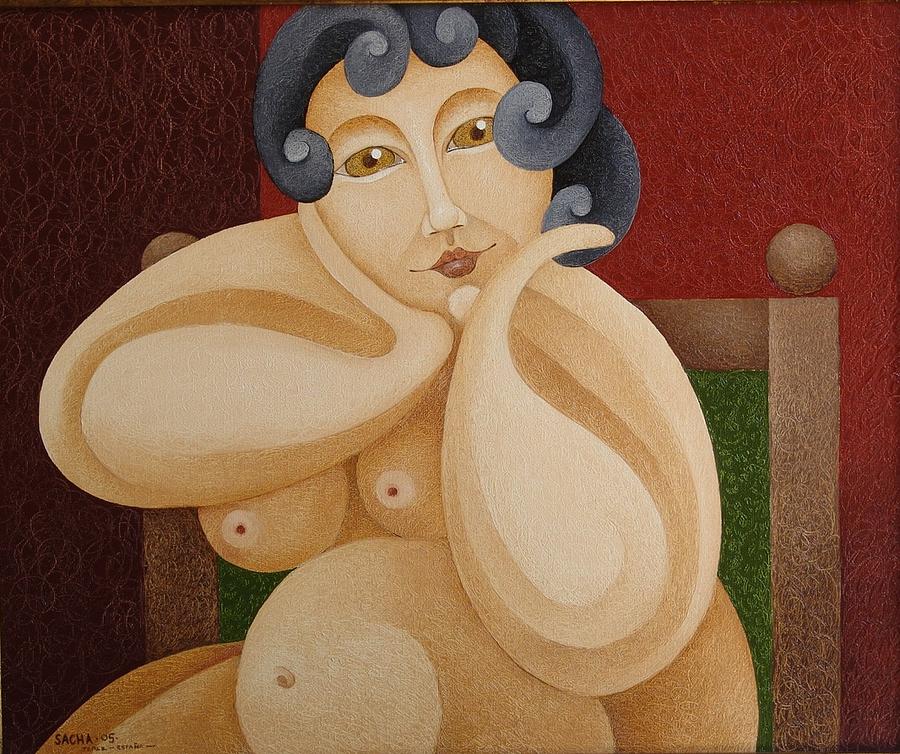 Sacha Circulism Painting - Seated Woman 2005 by S A C H A - Circulism Technique Sacha Circulism Painting - Seated Woman 2005 by S A C H A - Circulism Technique
