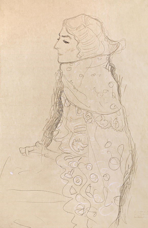 Seated Woman Drawing by Gustav Klimt