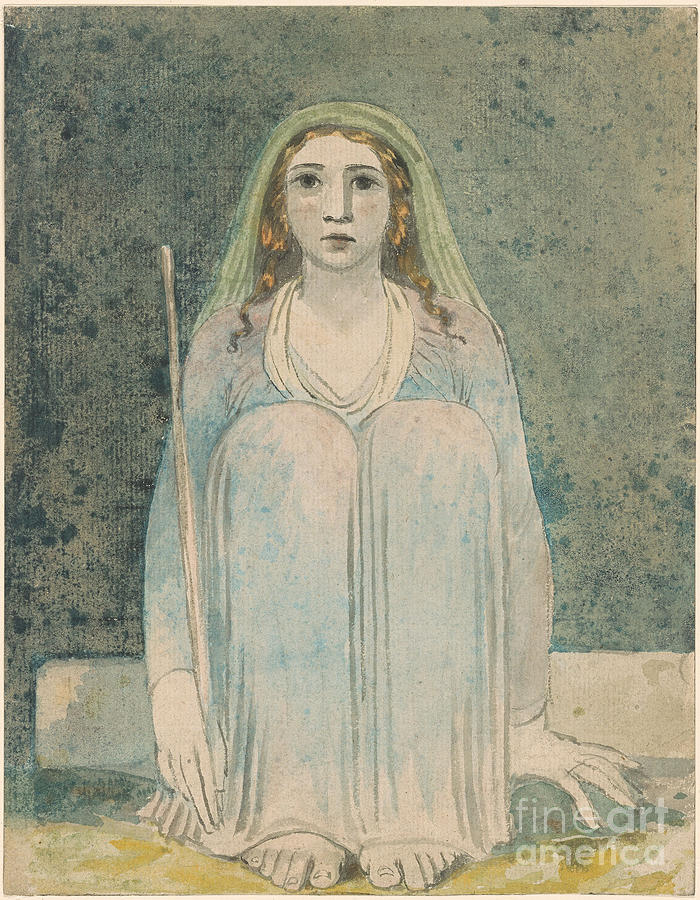 Seated Woman Holding a Staff Painting by MotionAge Designs