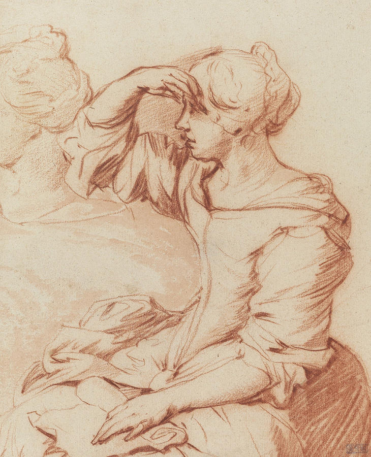 Crayon Drawing - Seated woman with her hand held over her eyes by Adriaen van de Velde