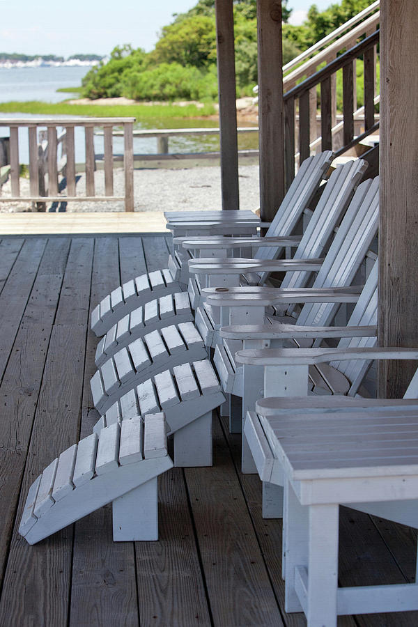 Summer Photograph - Seating By the Sea - Montauk by Art Block Collections