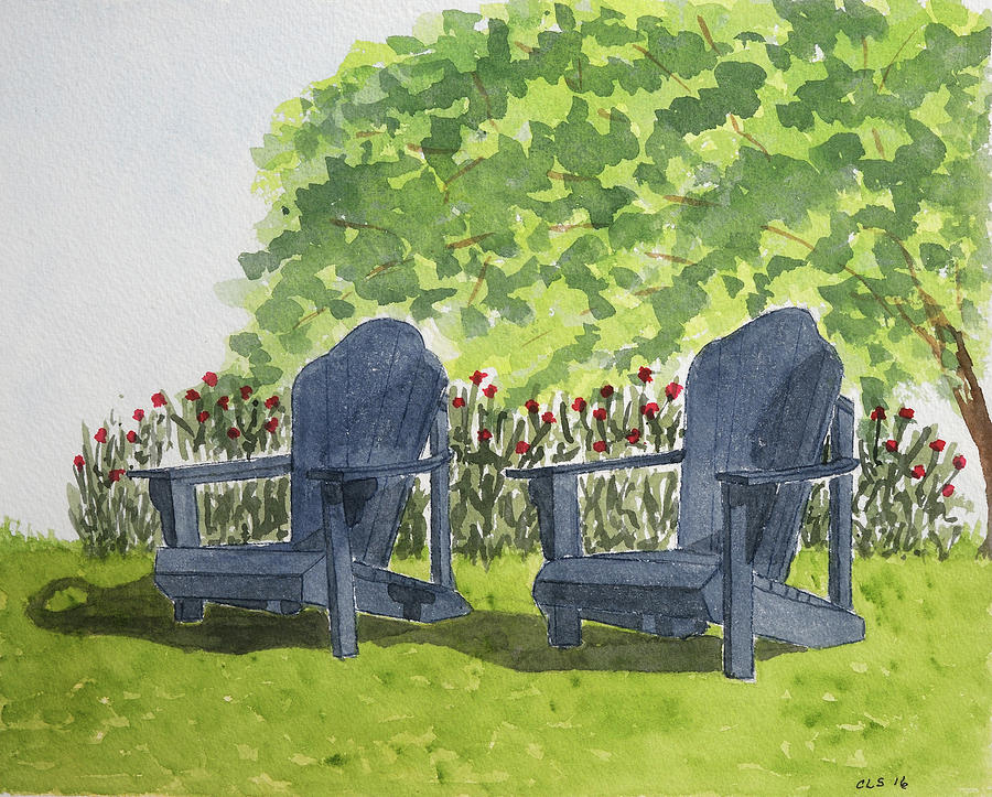 Seats for Two, Meadowlark Gardens, Vienna, VA Painting by Cynthia Schoeppel