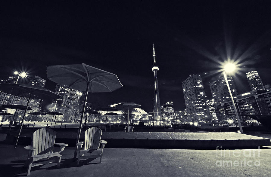 Black And White Photograph - Seats With A View Behind by Charline Xia
