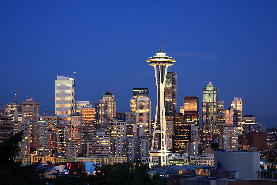Seattle at Dusk Photograph by Adam Romanowicz