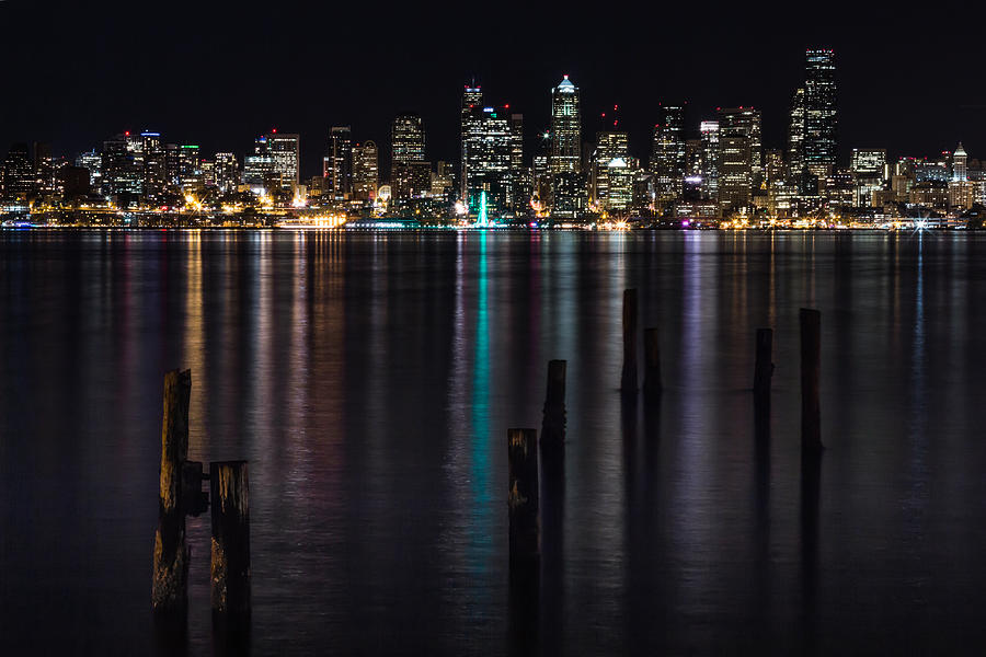 Seattle at Night Photograph by Ed Clark