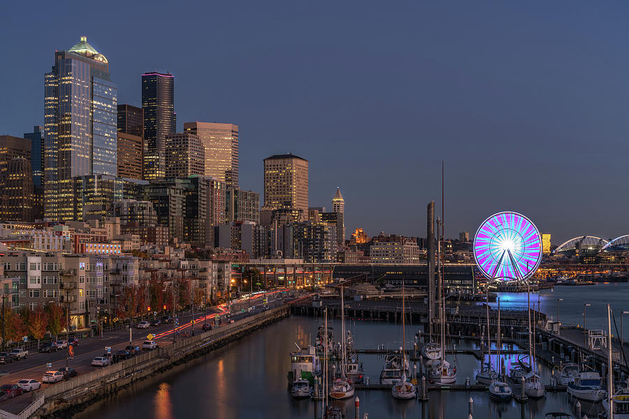 Seattle Autumn Nights Photograph by Ken Stanback