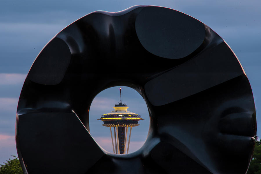 Seattle Black Sun and Space Needle Photograph by Matt McDonald