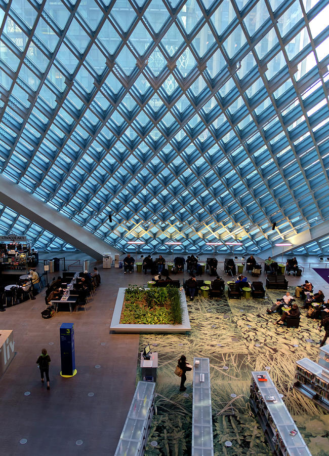 Seattle Central Library Main Hall,USA 1. Photograph by Andrew Kim ...