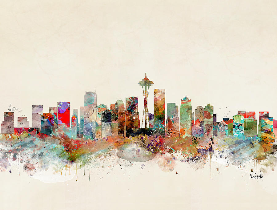 Seattle City Skyline Painting by Bri Buckley