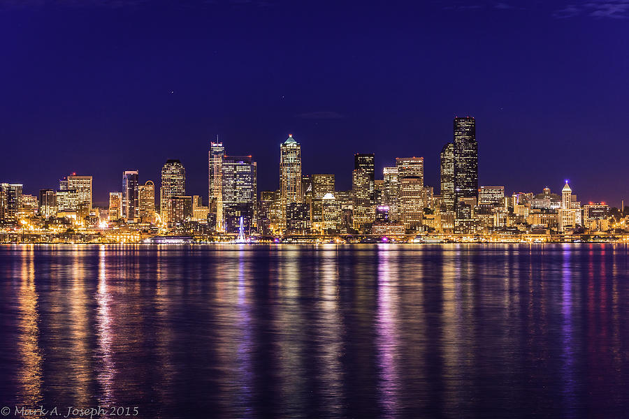 Seattle Citylight Reflection Photograph by Mark Joseph